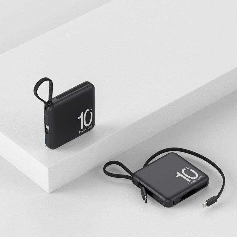 Mini Power Bank Large Capacity Small And Ultra-thin With Cable Portable Power Source