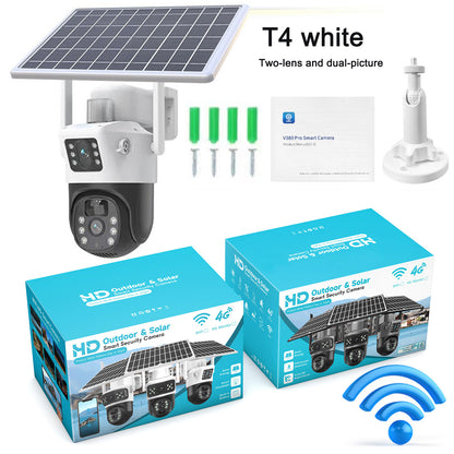 Solar camera WIFI dual-screen gunball 10x zoom low-power battery wireless monitor